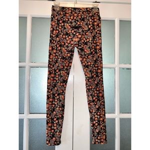 ✨EUC✨ LULAROE ONE-SIZE ORANGE YELLOW FLORAL LEGGINGS 🧡💛
